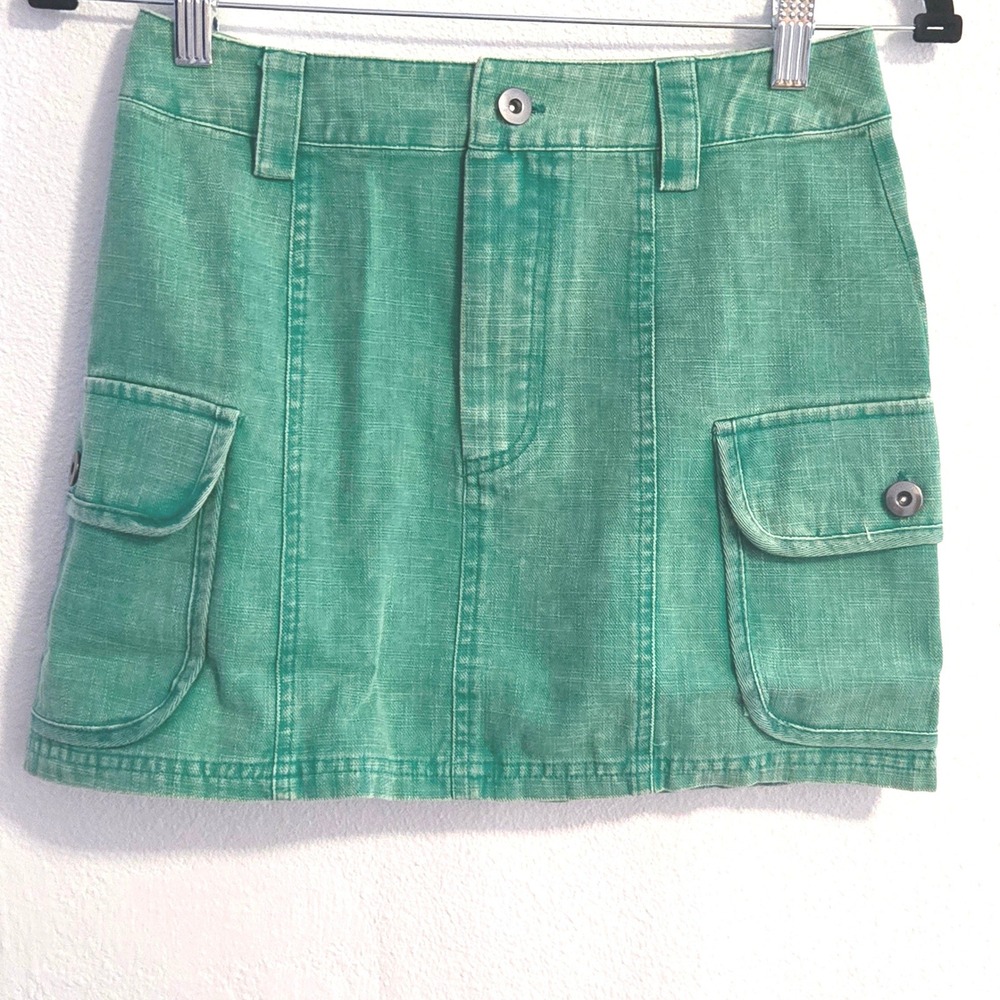 Very J New In Green Cargo Mini Skirt Mineral Wash Cotton Utility NS50068 Small